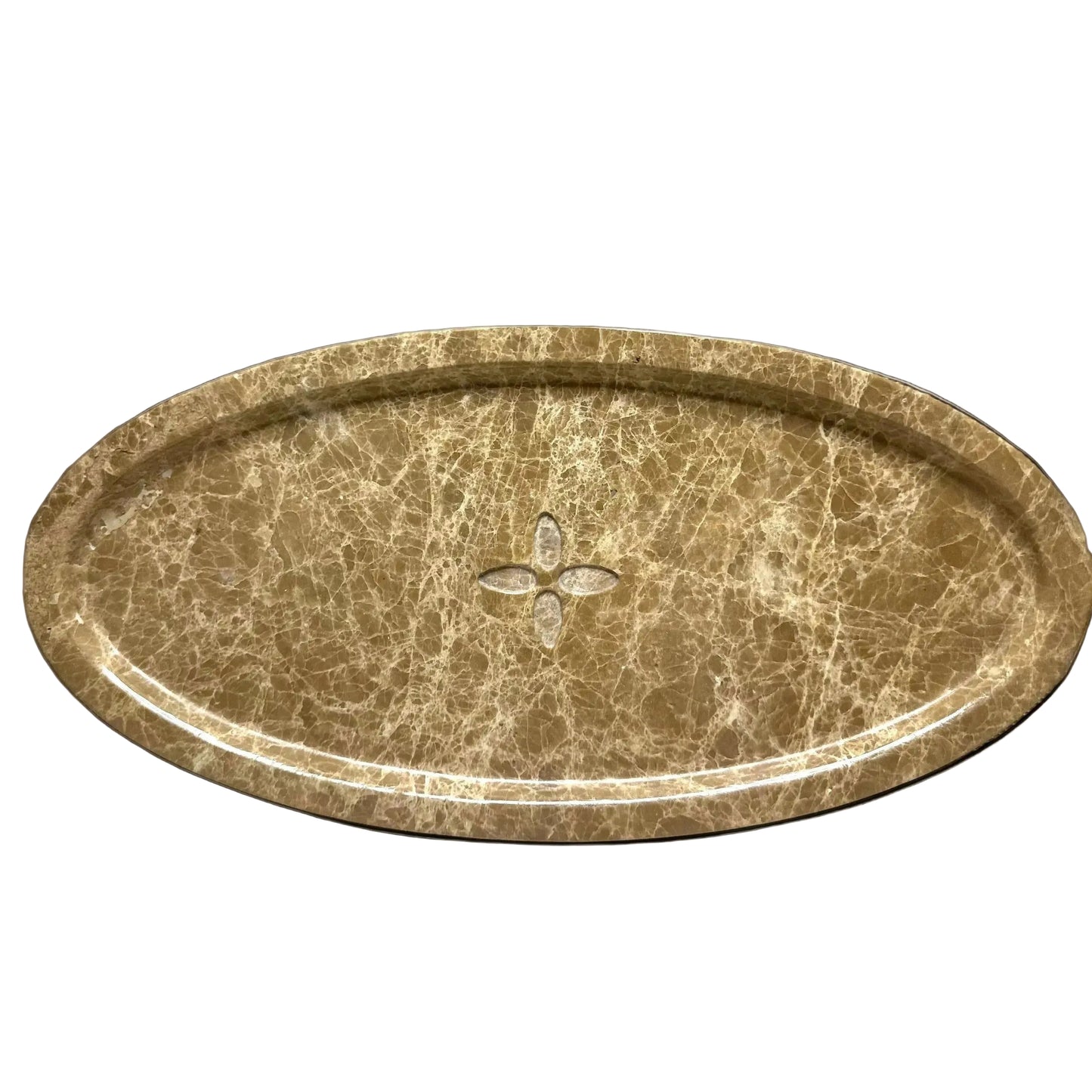 Marmere dienblad beige ovaal