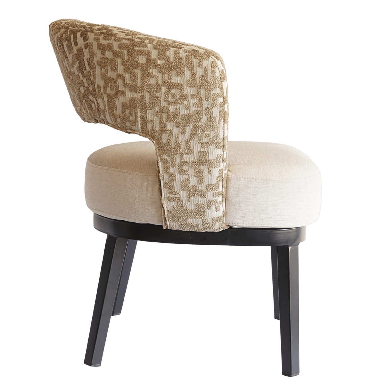 Luxe eetkamerstoel met luxe stof beige bruin patroon