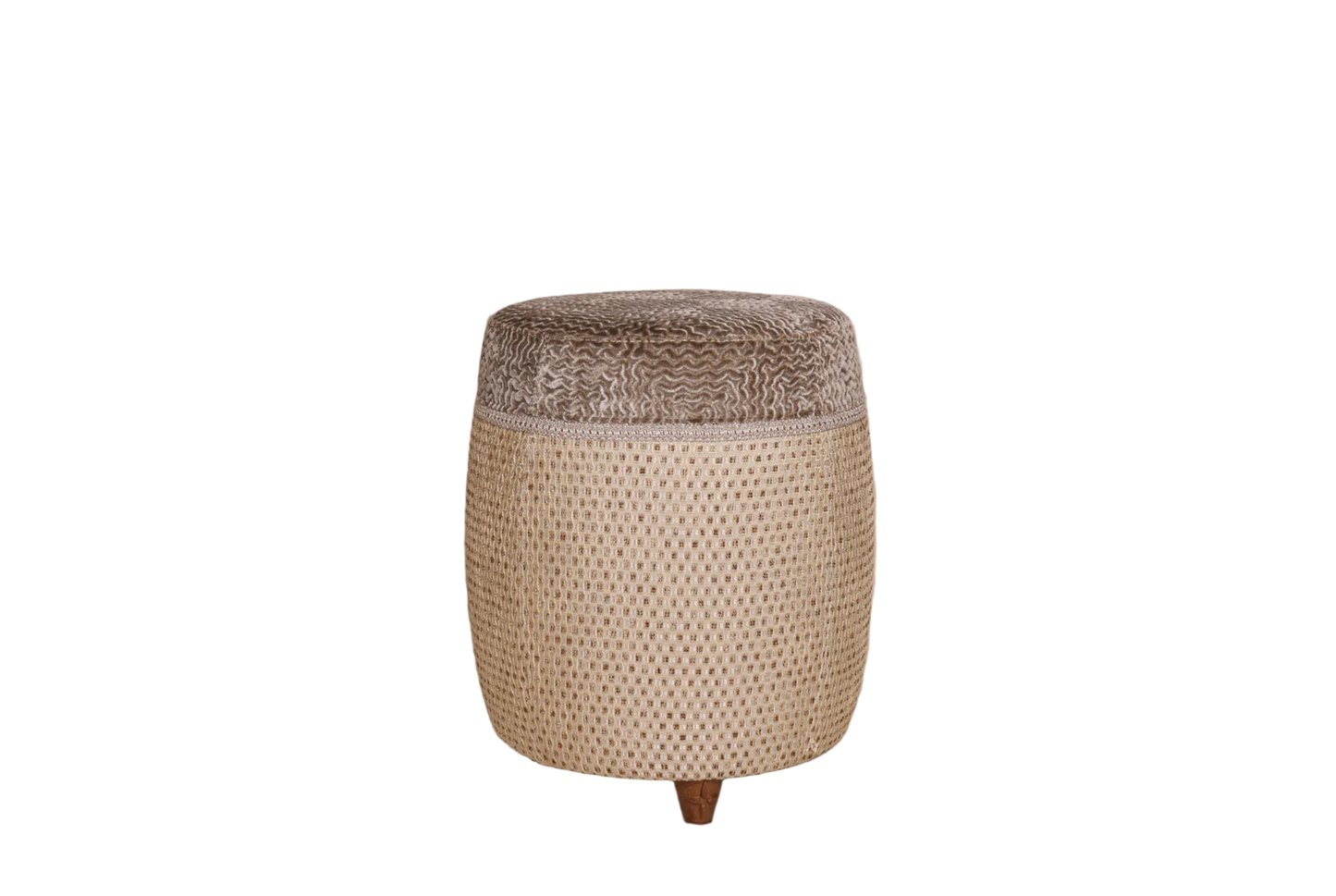 Luxe stoel poef met luxe stof bruin goud patroon