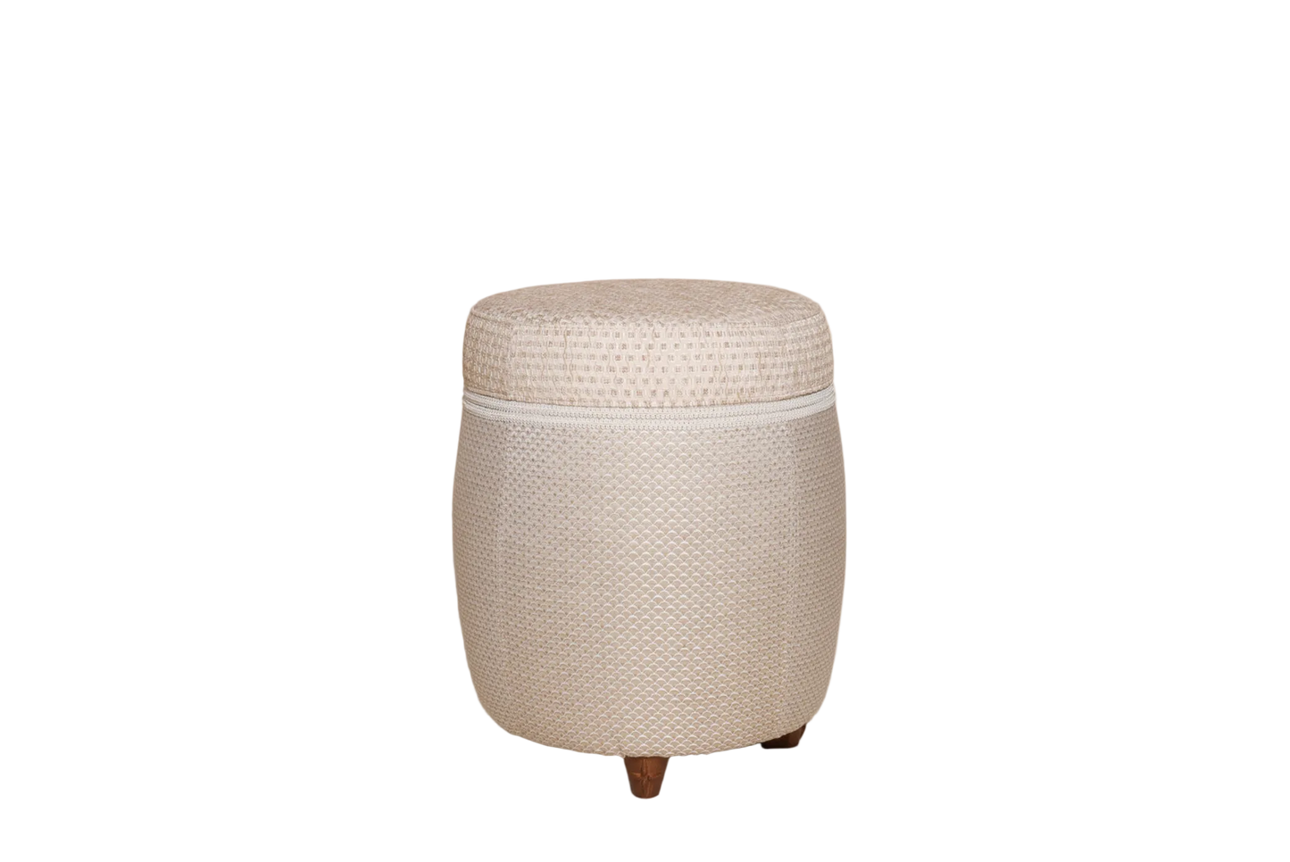 Luxe stoel poef met luxe stof wit goud patroon