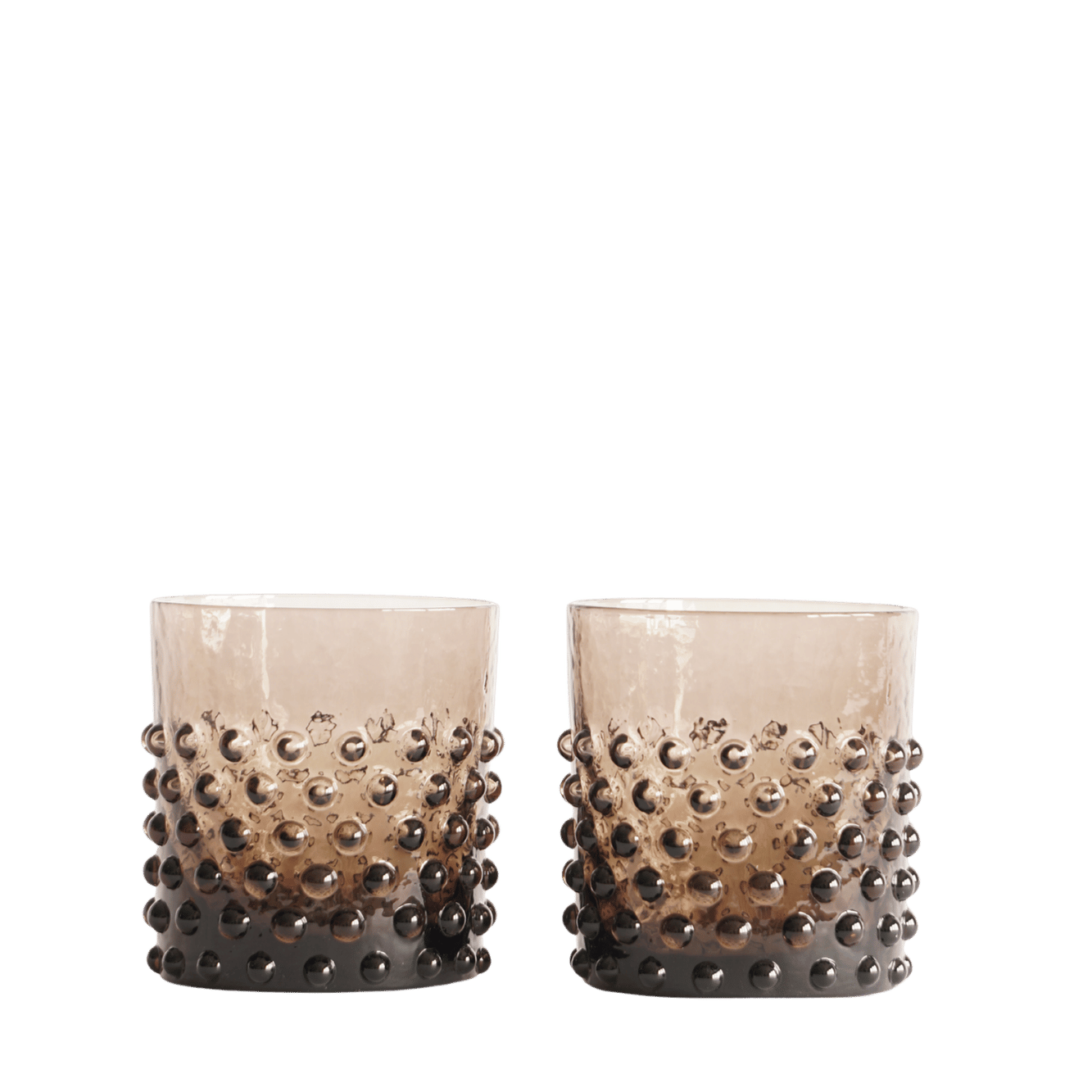 Set waterglazen black smoke hobnail 2 stuks