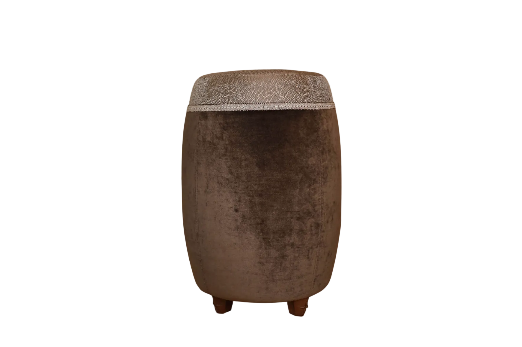 Barkruk poef luxe stof bruin goud patroon