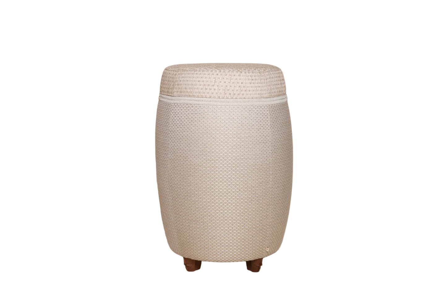Luxe barkruk poef met luxe stof wit goud beige patroon