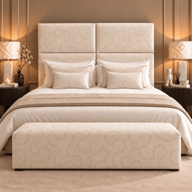 Luxe bedachterwand beige wit met organische vorm