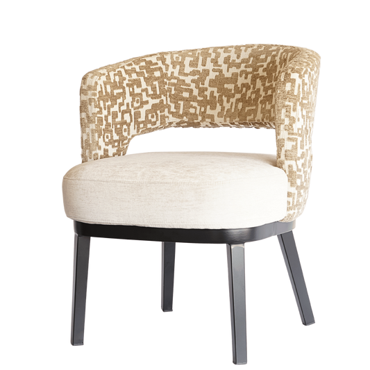Luxe eetkamerstoel met luxe stof beige bruin patroon