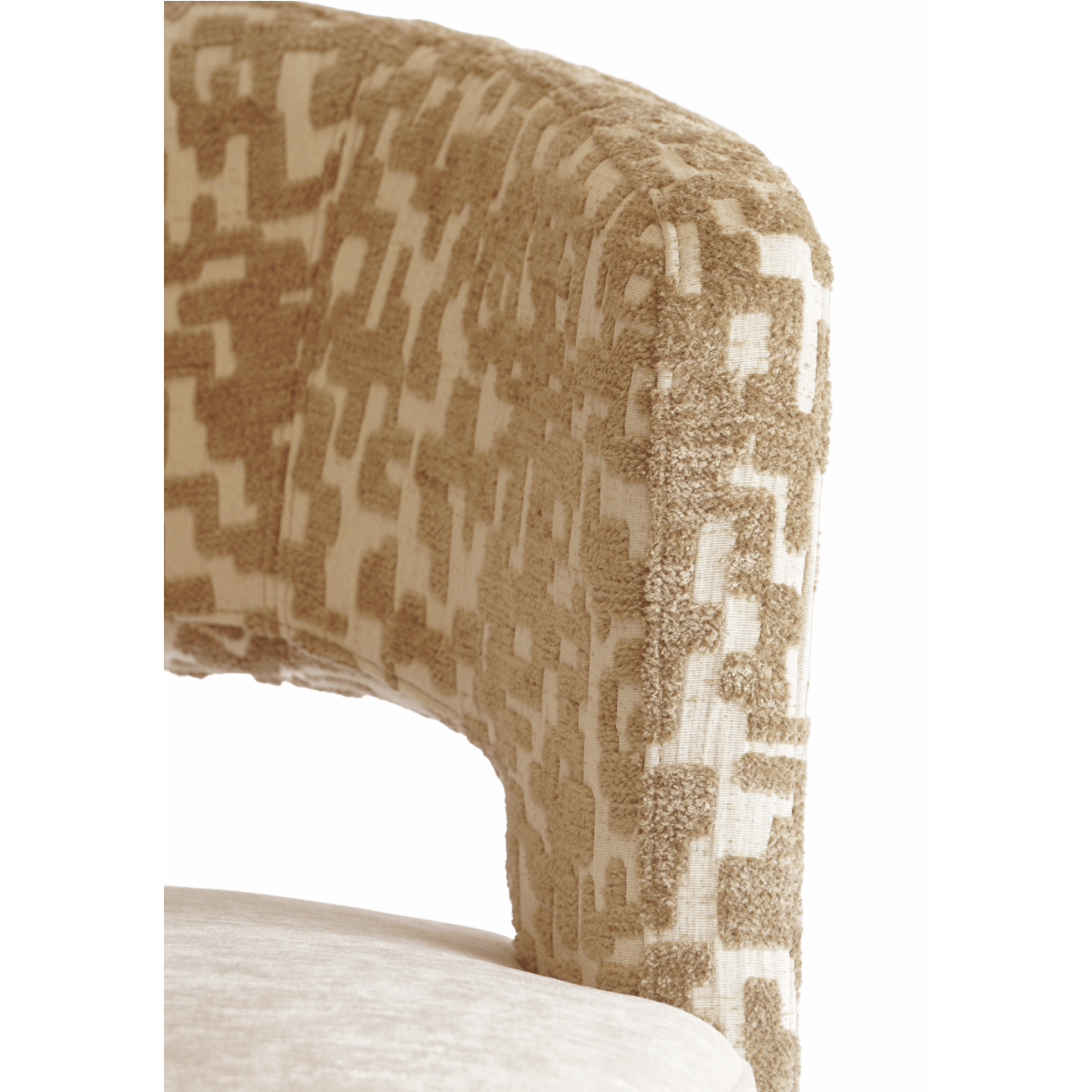 Luxe eetkamerstoel met luxe stof beige bruin patroon