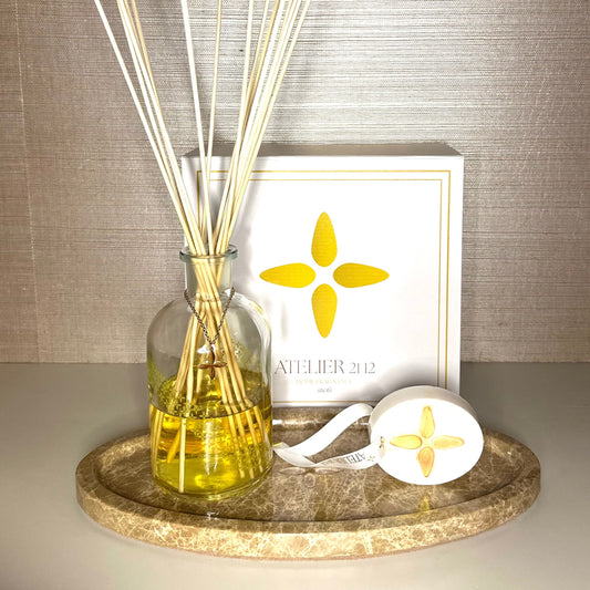 Luxe gift set geurstokken baccarat marmere dienblad cadeau pakket