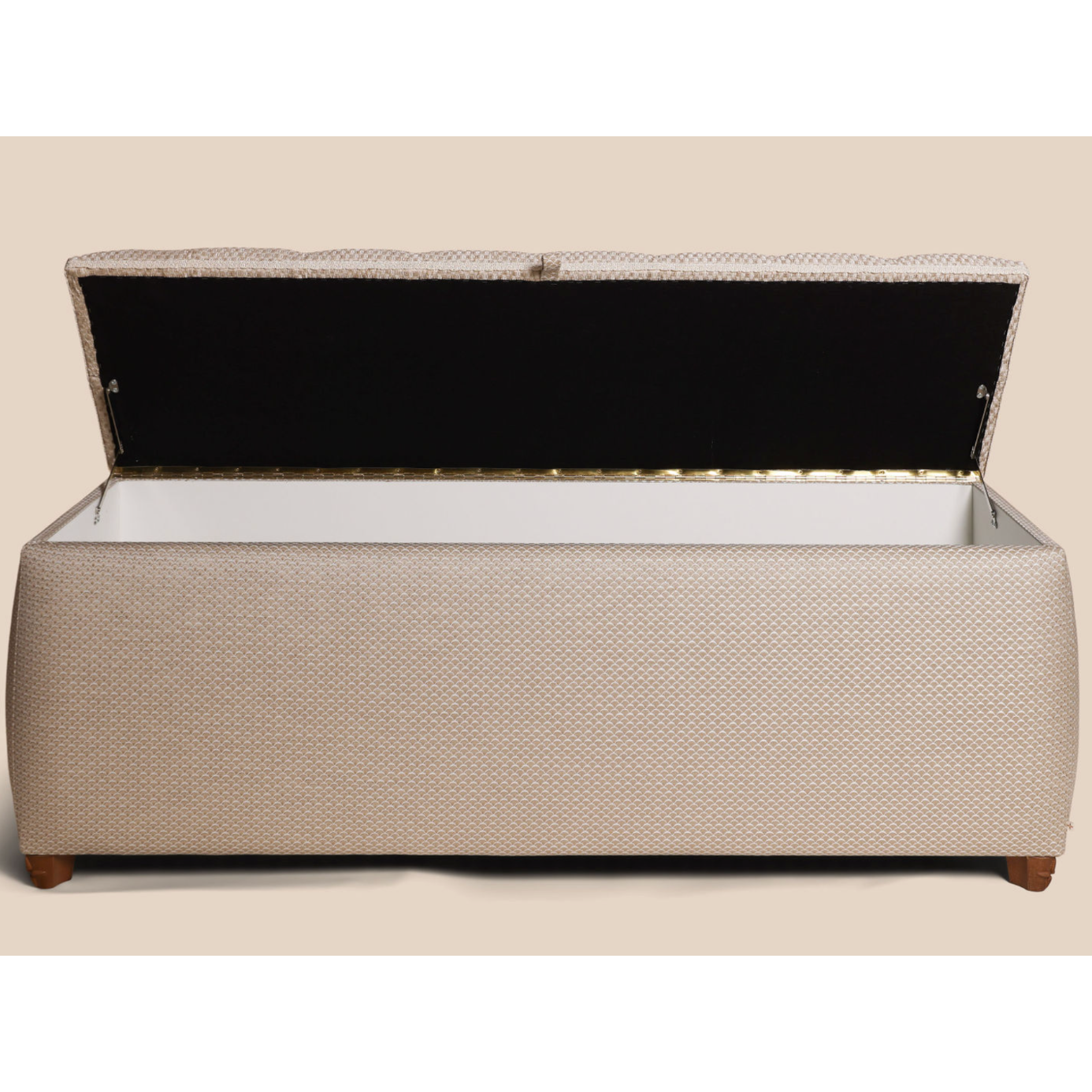 Luxe hocker met opbergruimte wit goud