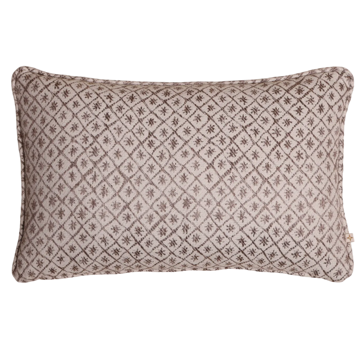 Luxe kussen met luxe stof roze wit paars patroon ster