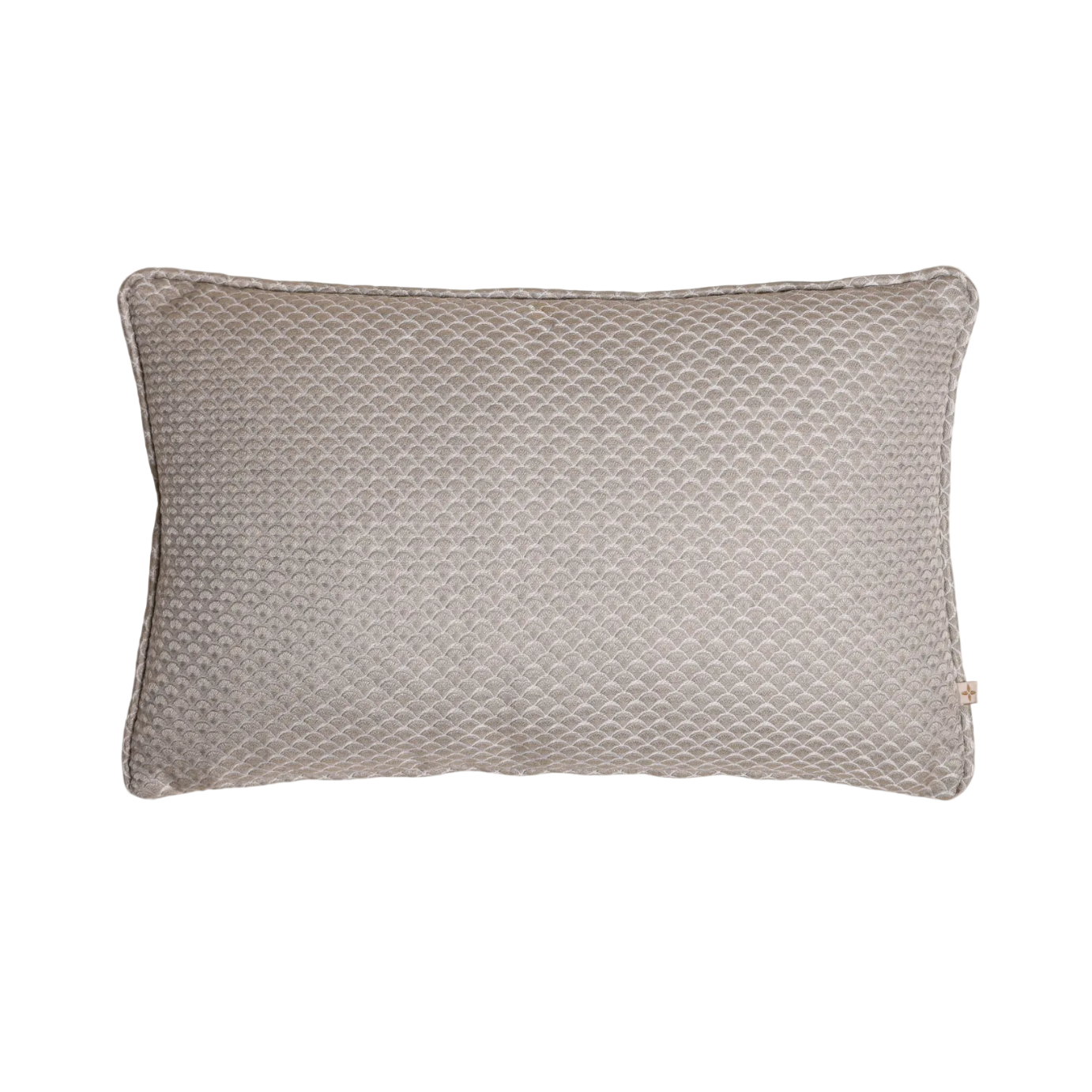 Luxe kussen met luxe stof patroon blauw wit grijs schelp