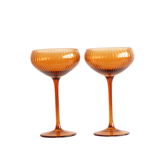 Lou coup glas set van 2 amber