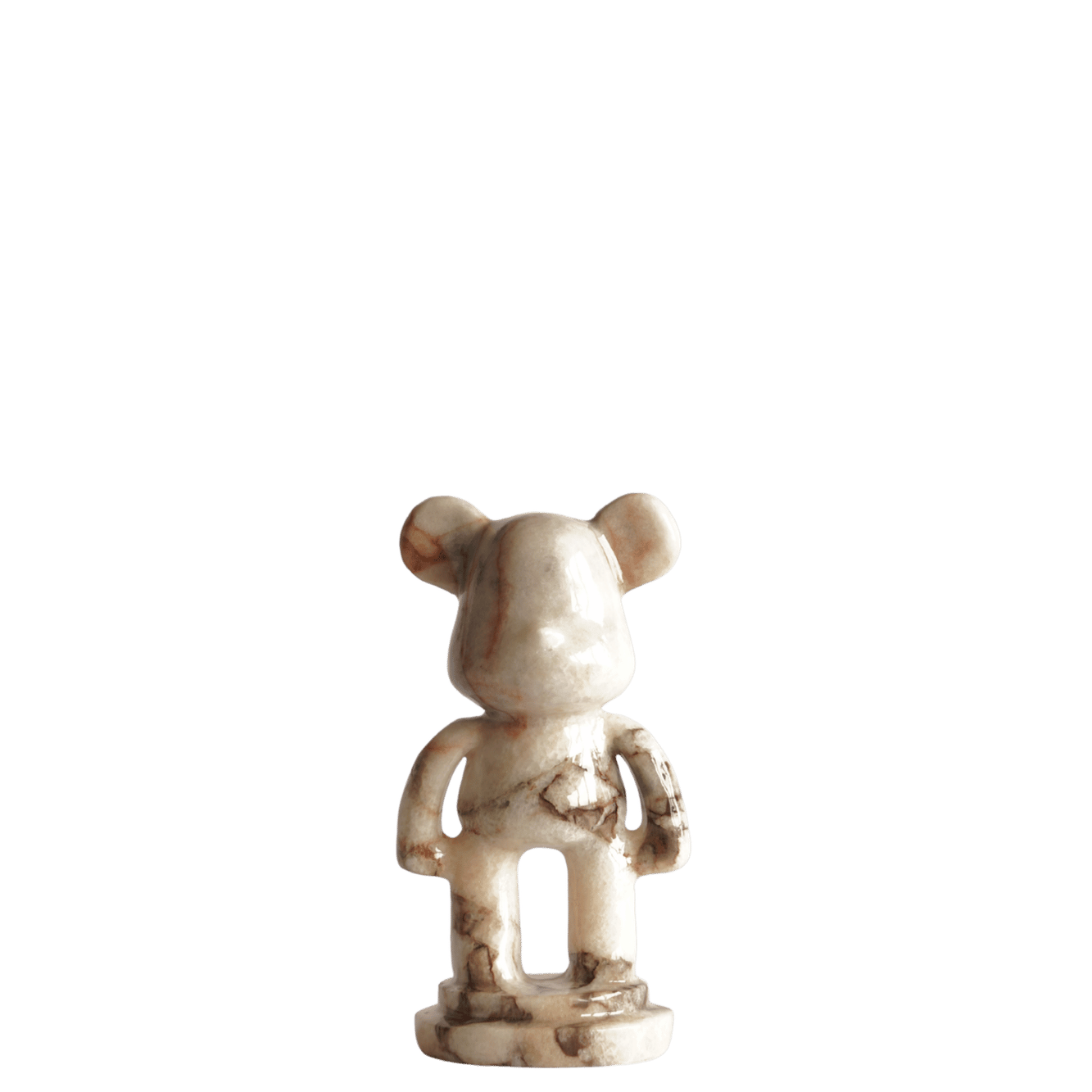 Marmere beer in wit beige bruin marmer 15 cm voorzijde