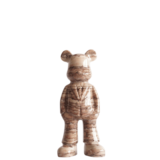 Marmere beer in bruin beige marmer mokka voorkant 