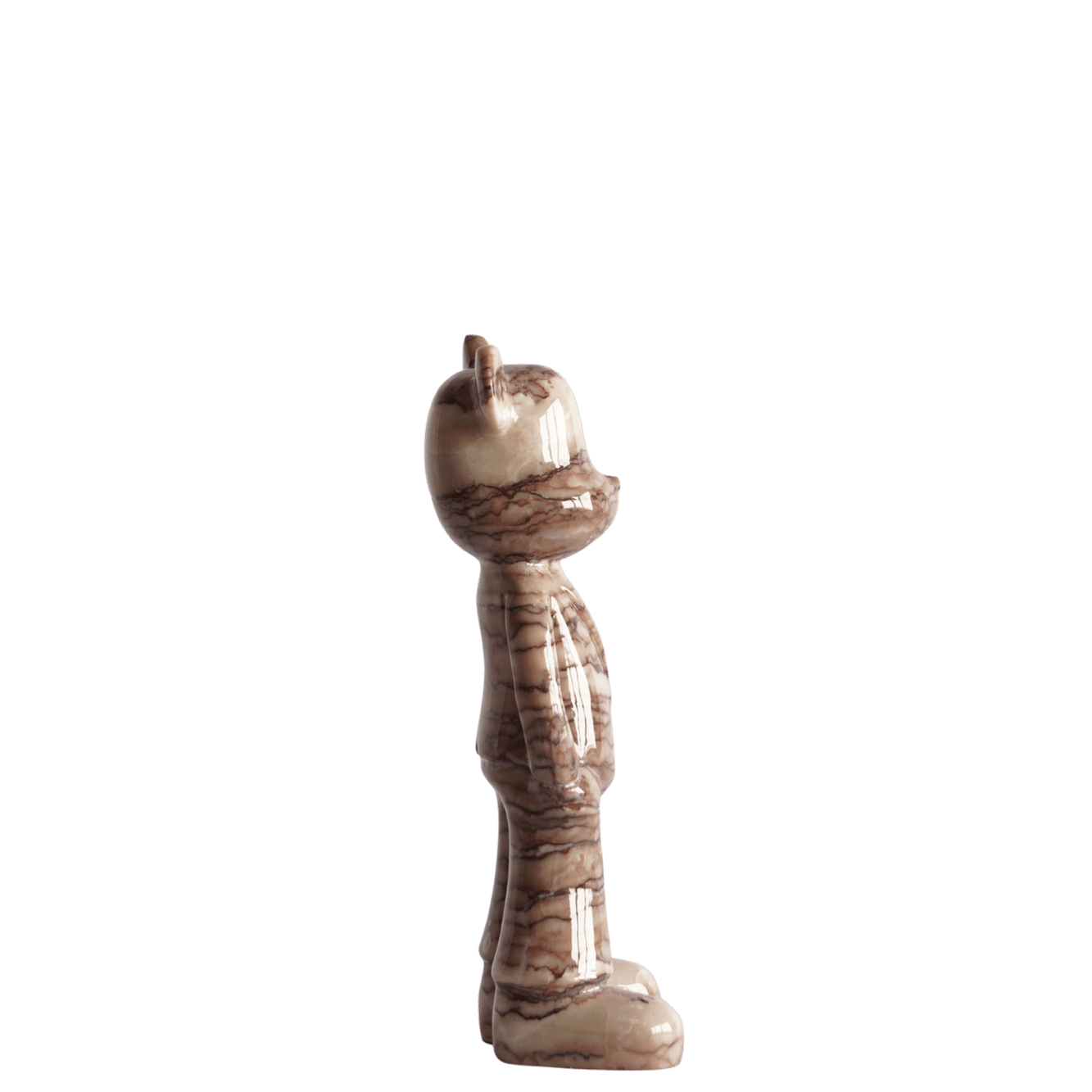 Marmere beer in beige bruin marmer mokka 20 cm zijkant
