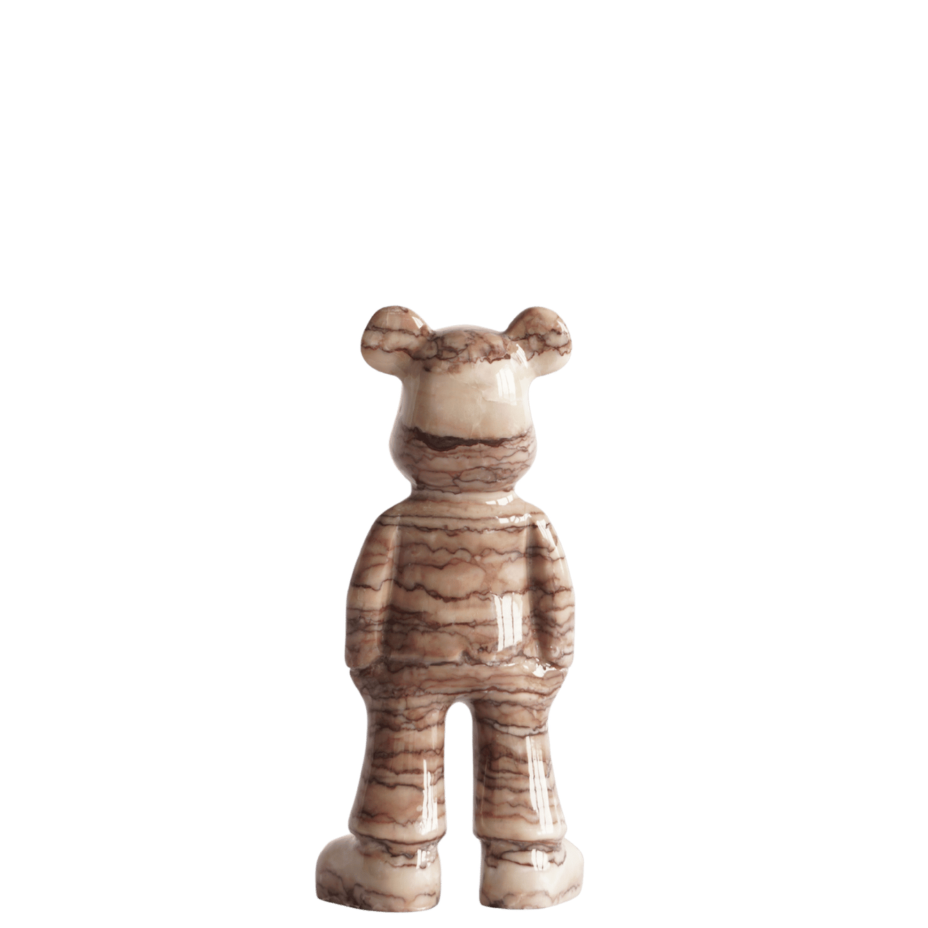 Marmere beer in beige bruin marmer mokka 20 cm achterzijde