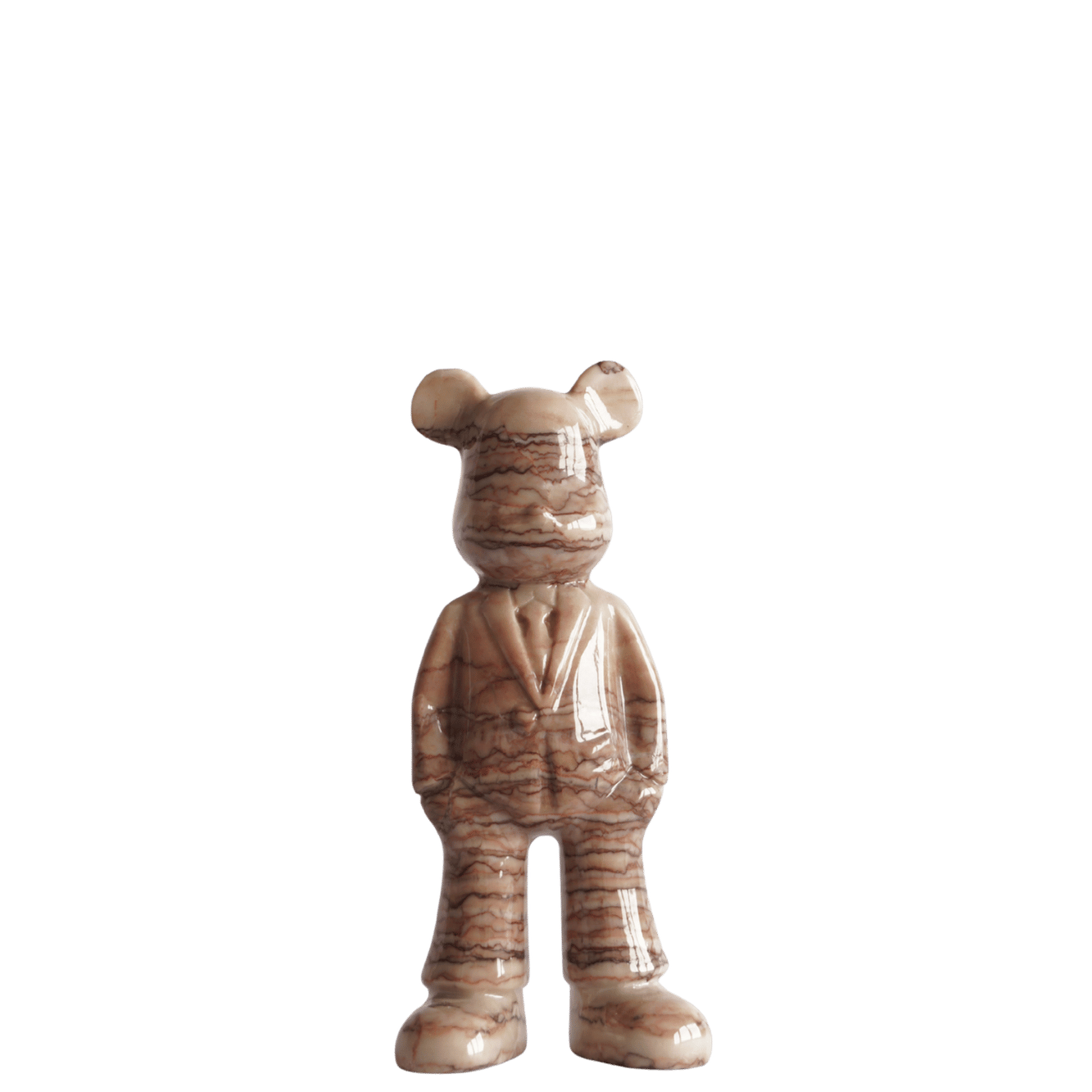 Marmere beer in beige bruin marmer 20 cm voorkant