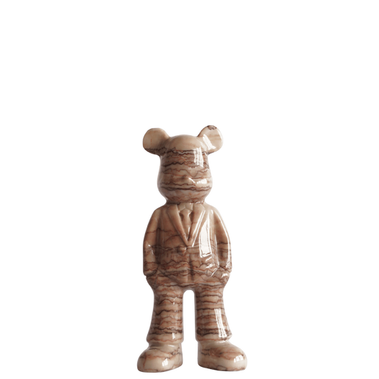 Marmere beer in beige bruin marmer 20 cm voorkant