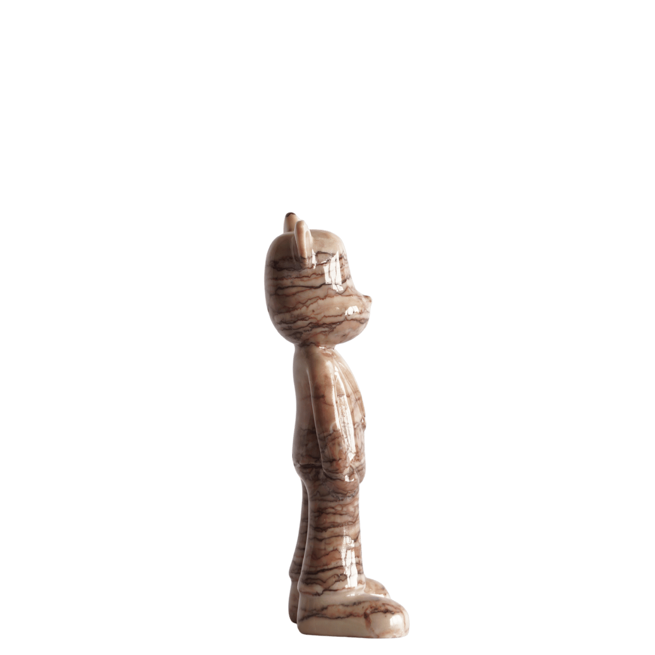 Marmere beer in beige bruin marmer mokka 20 cm zijkant