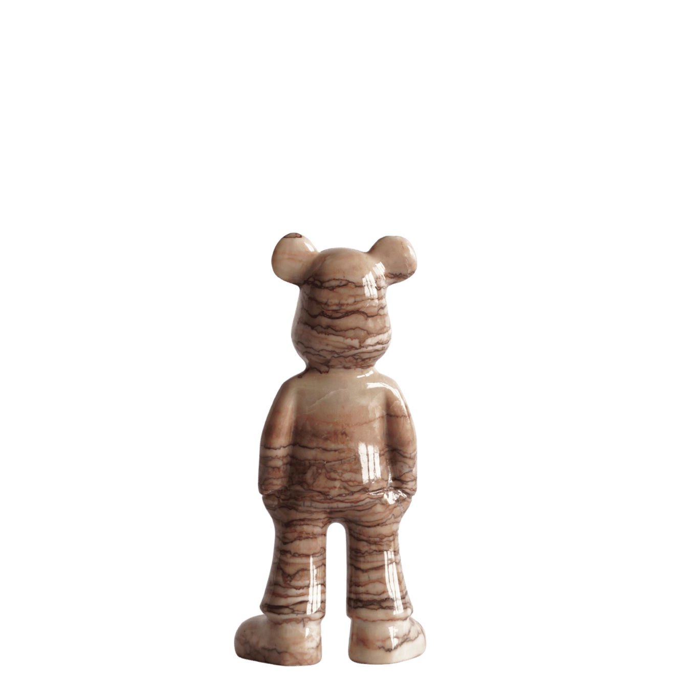 Marmere beer in beige bruin marmer mokka 20 cm achterzijde 