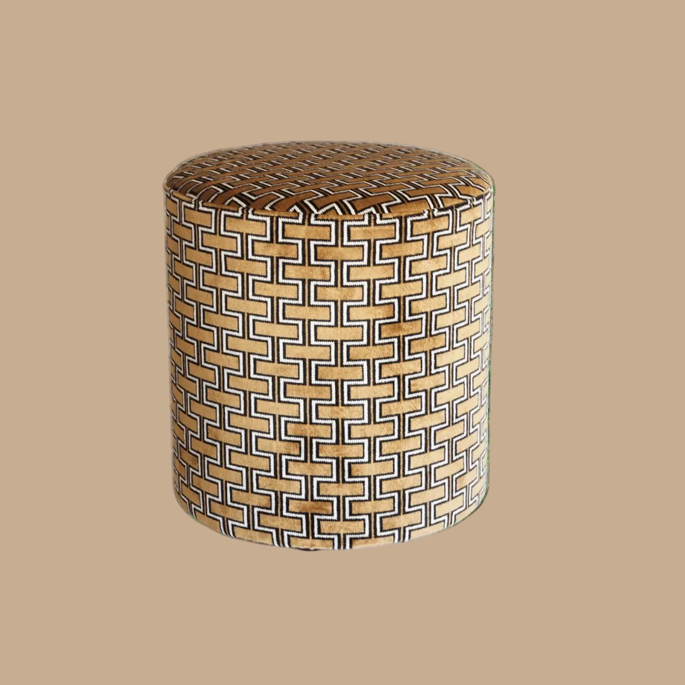 Luxe poef 40 cm bruin patroon