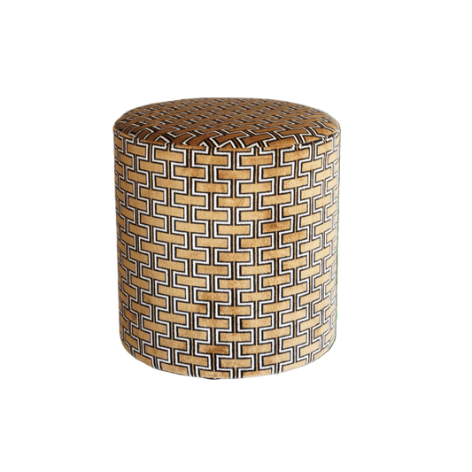 Luxe poef 40 cm bruin patroon