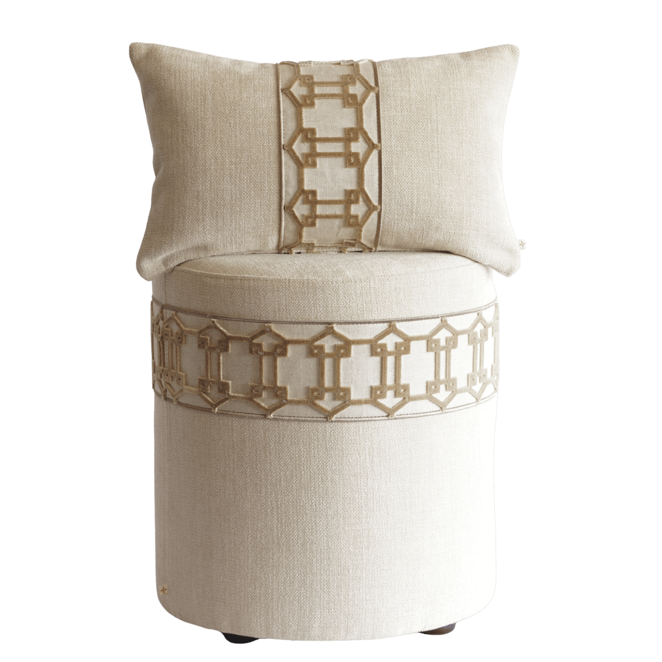 Luxe sierkussen beige goud met sierrand