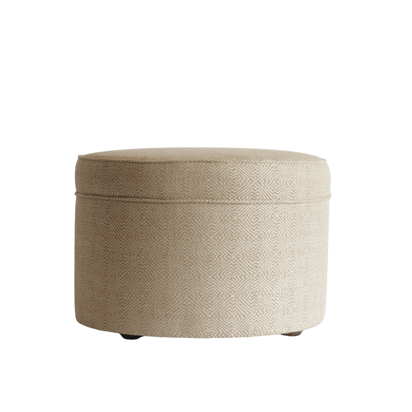 Luxe grote poef met geometrisch patroon beige wit