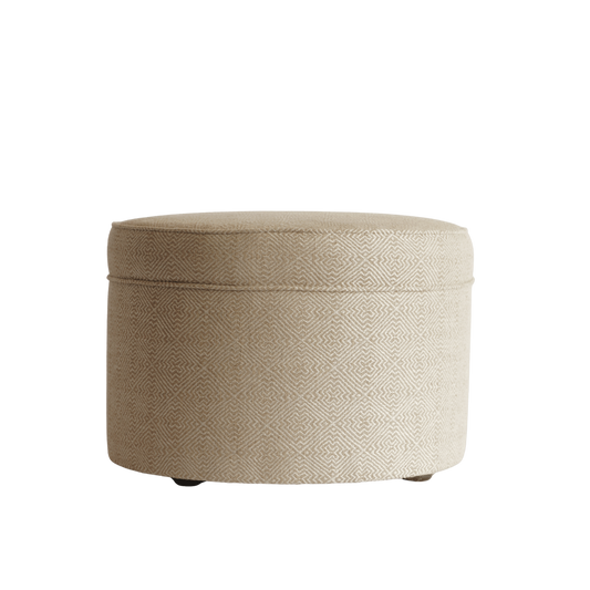 Luxe grote poef met geometrisch patroon beige wit