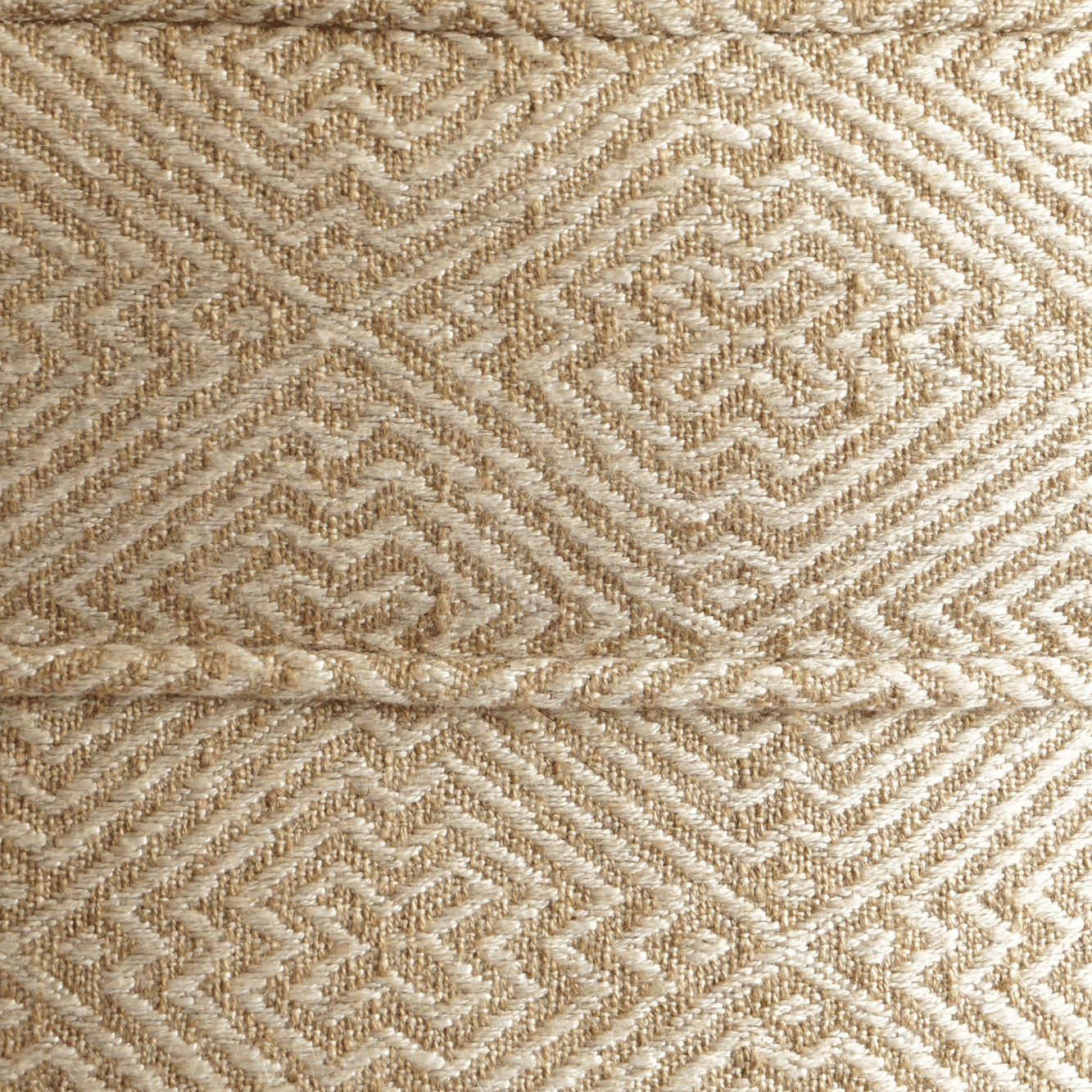 Luxe grote poef met geometrisch patroon beige wit