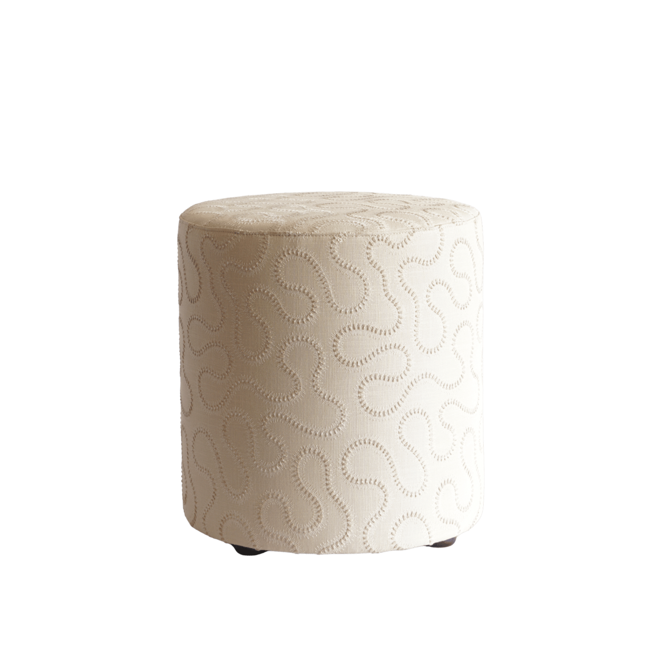 Luxe poef met luxe stof beige goud ronde vormen