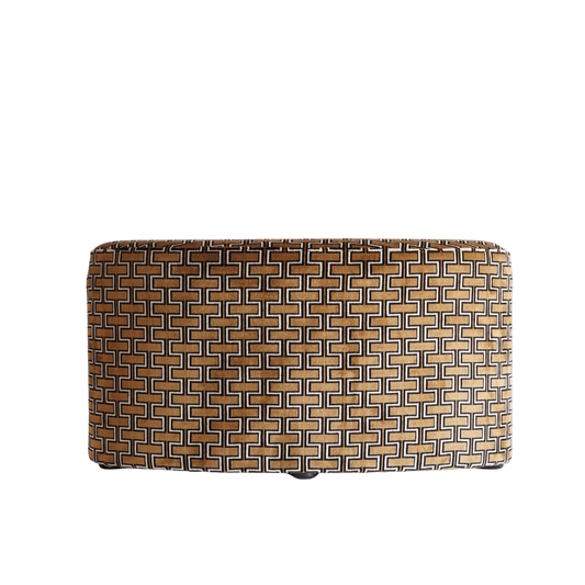 Luxe ovale poef bruin wit patroon