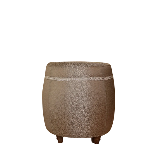 Luxe poef met luxe stof goud bruin patroon glimmend