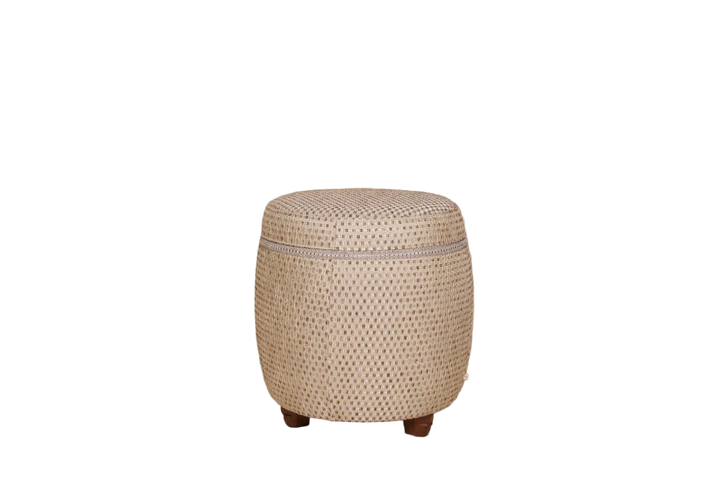Luxe poef met luxe stof bruin goud patroon 
