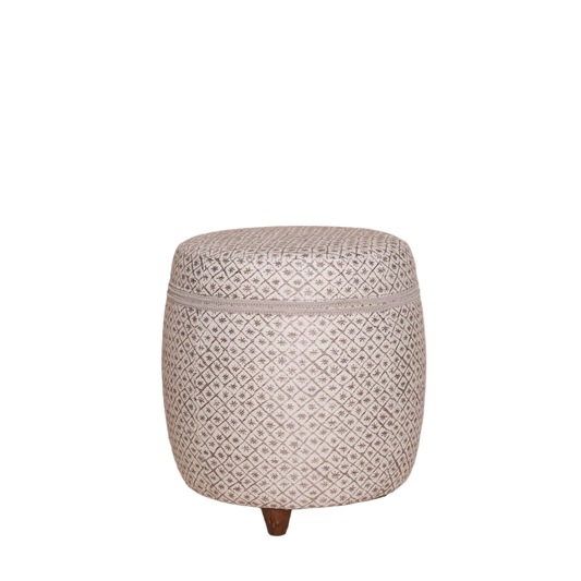 Luxe poef paars rose wit patroon ster