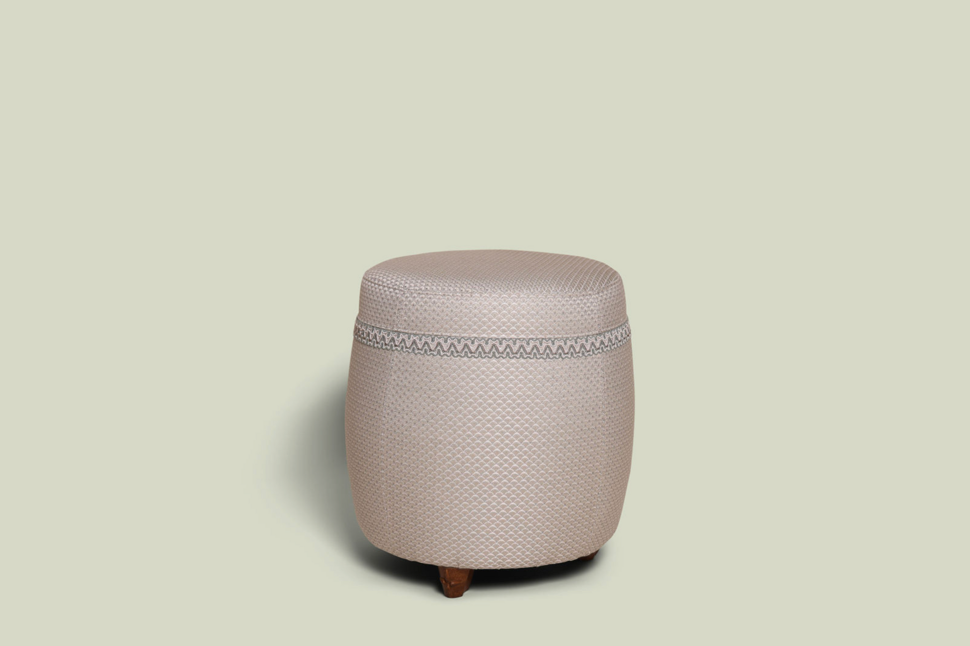 Luxe poef met luxe stof blauw wit patroon