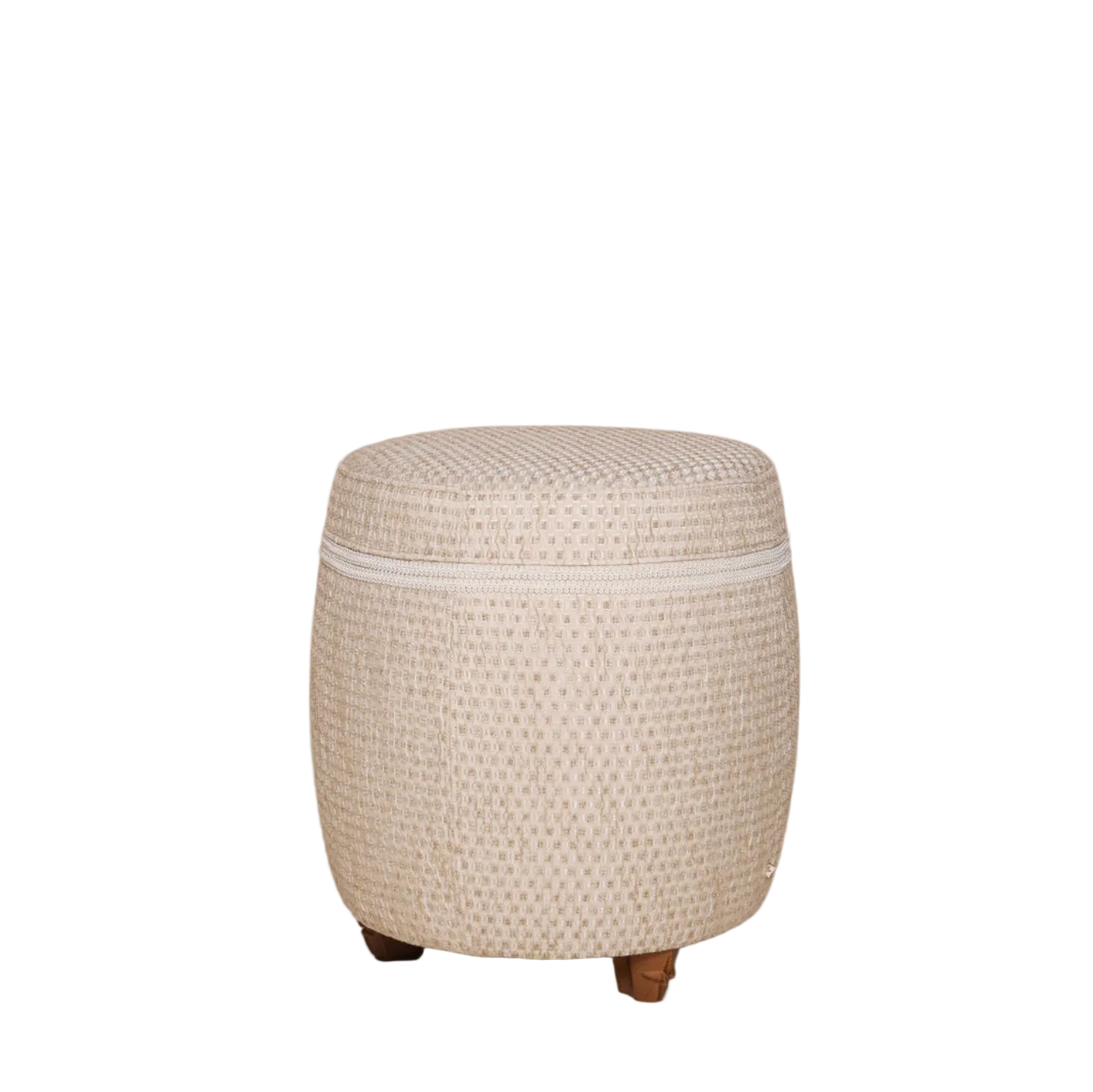 Luxe poef met luxe stof wit beige goud