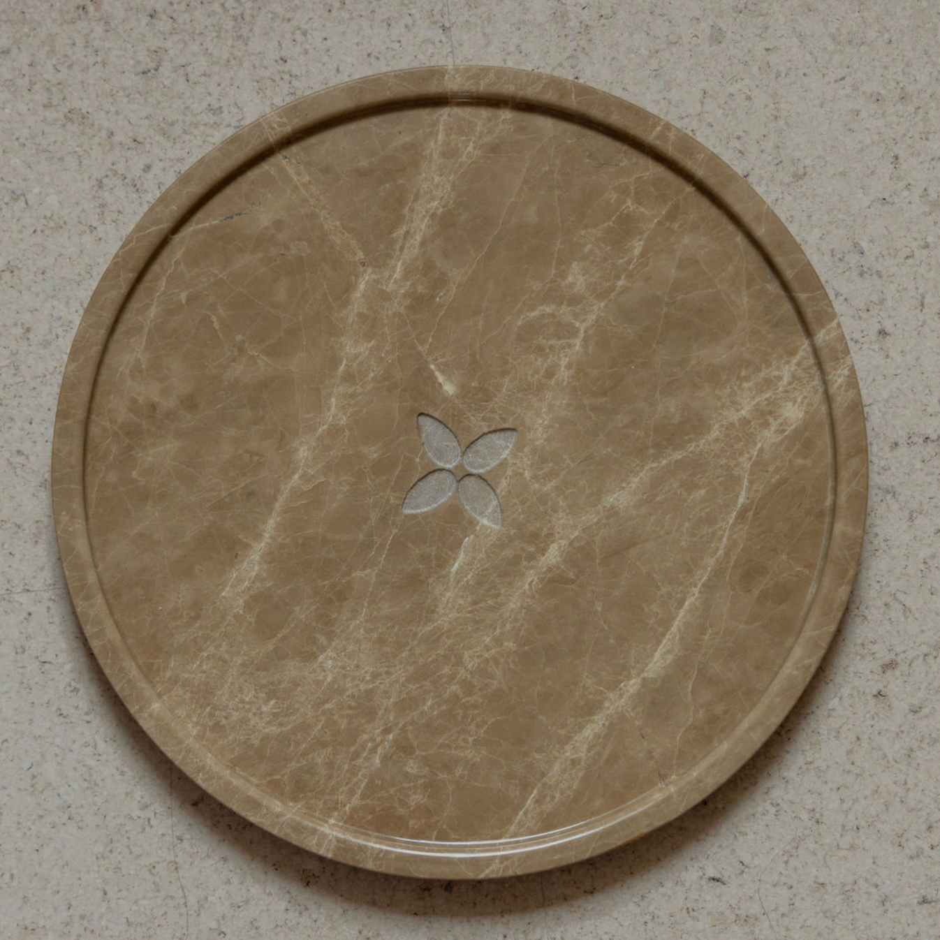 Marmere dienblad rond beige 