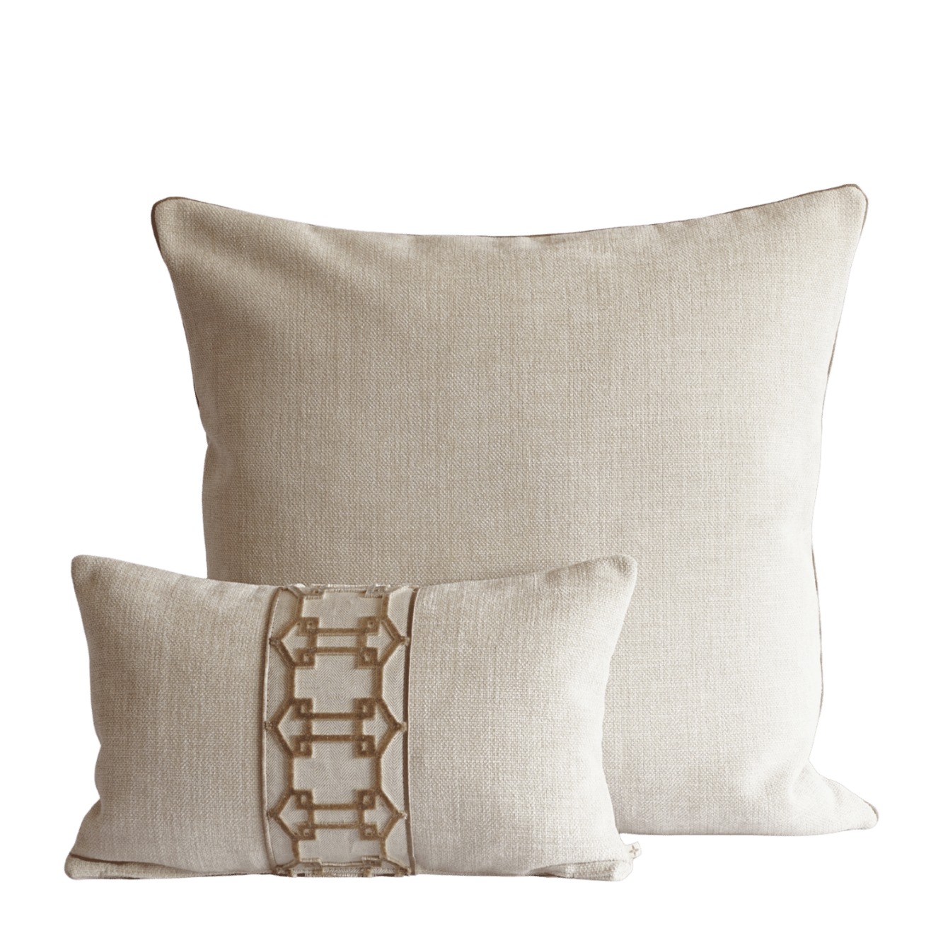 Luxe sierkussen beige goud met sierrand