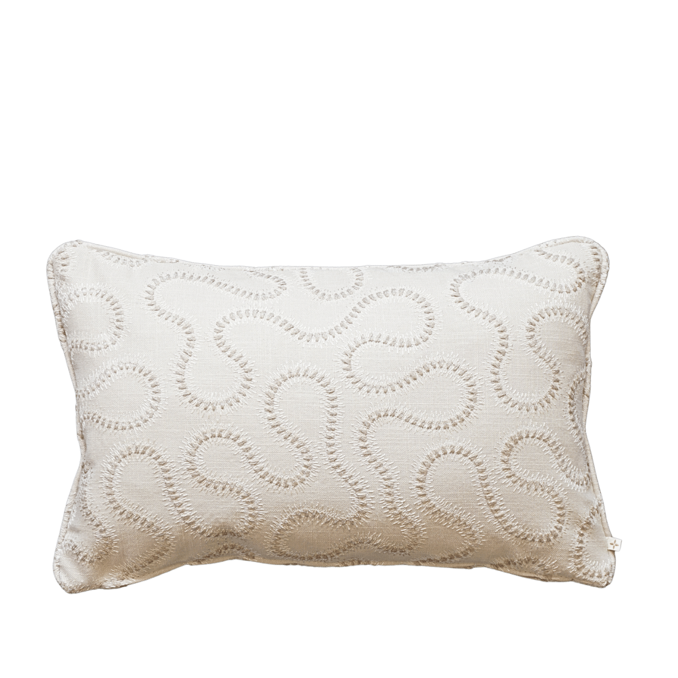 Luxe sierkussen wit beige golvend patroon