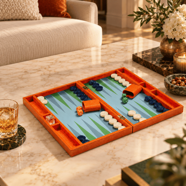 Design bordspel Backgammon oranje croco
