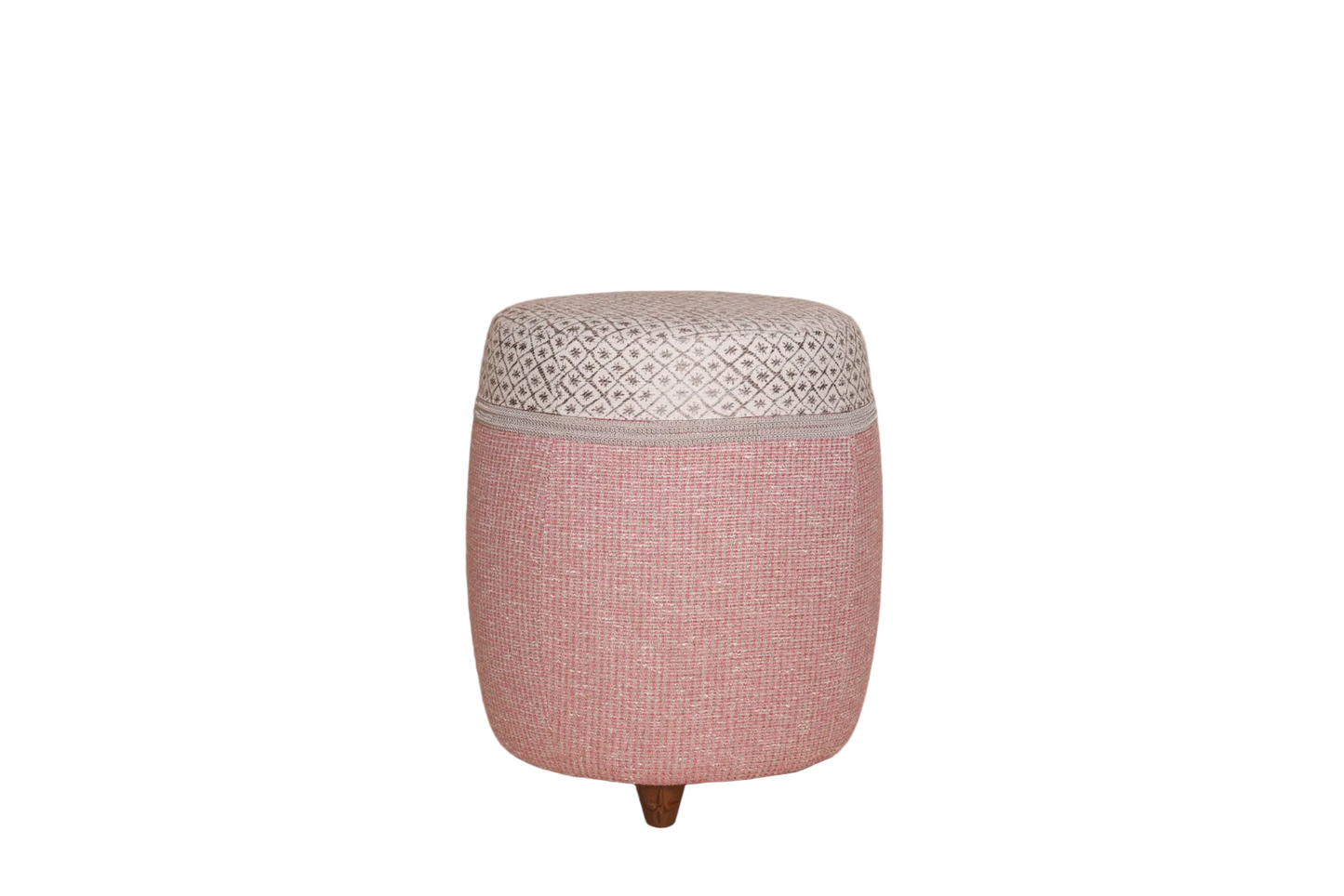 Luxe stoel poef met luxe stof wit beige roze paars patroon ster