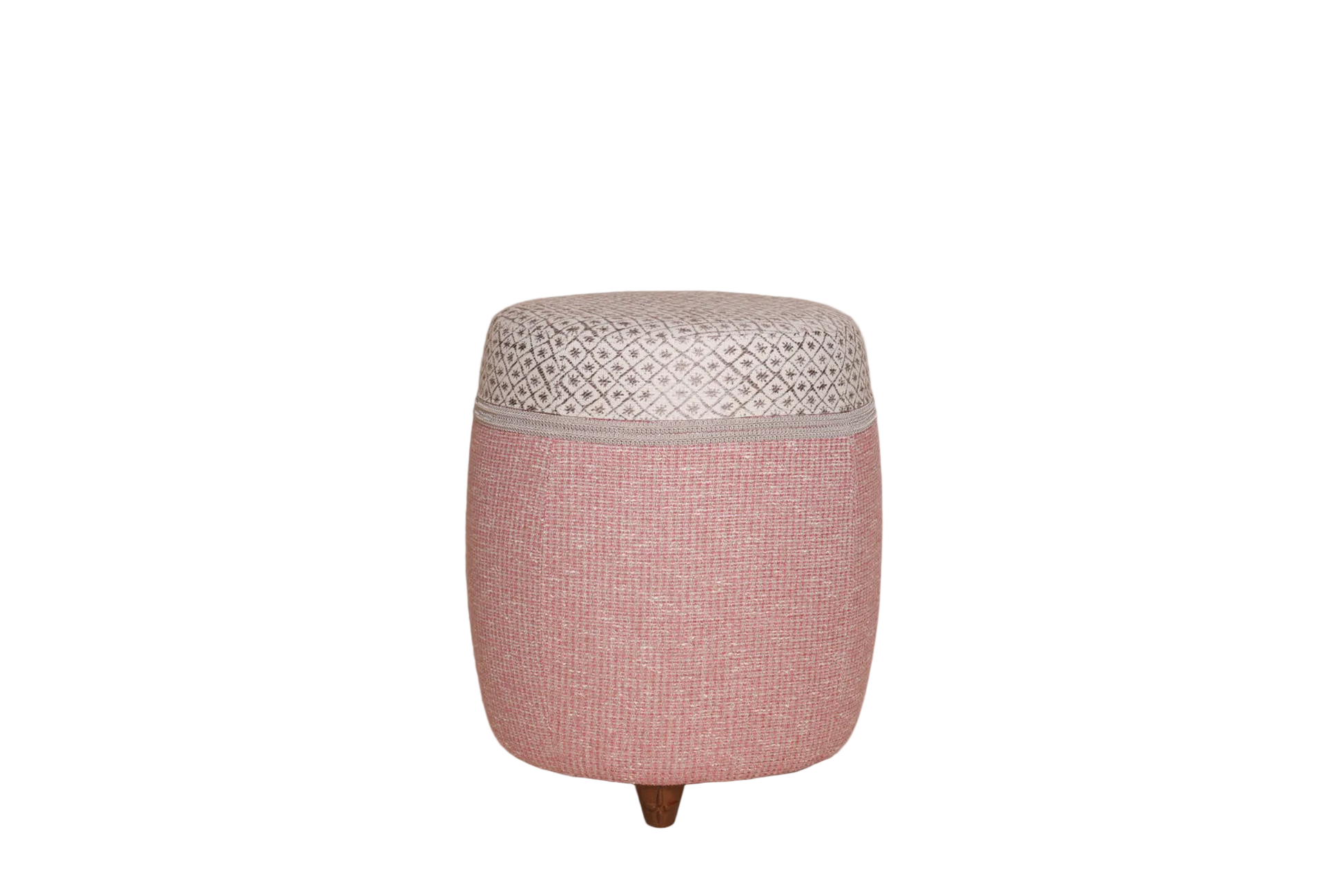 Luxe stoel poef met luxe stof wit beige roze paars patroon ster