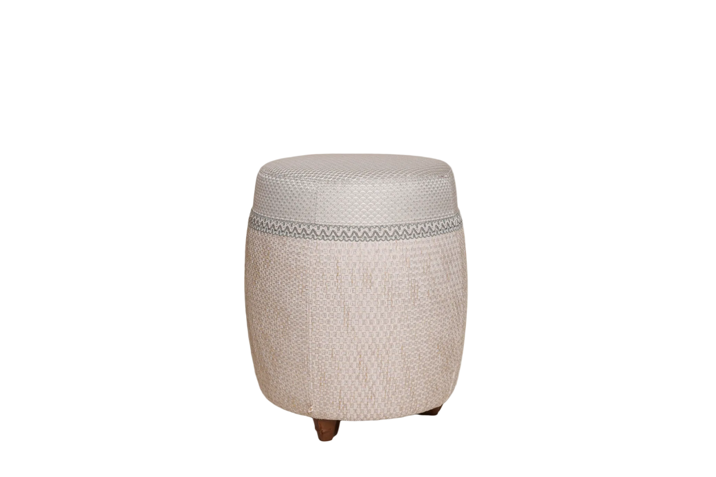 Luxe stoel poef met luxe stof wit blauw beige patroon