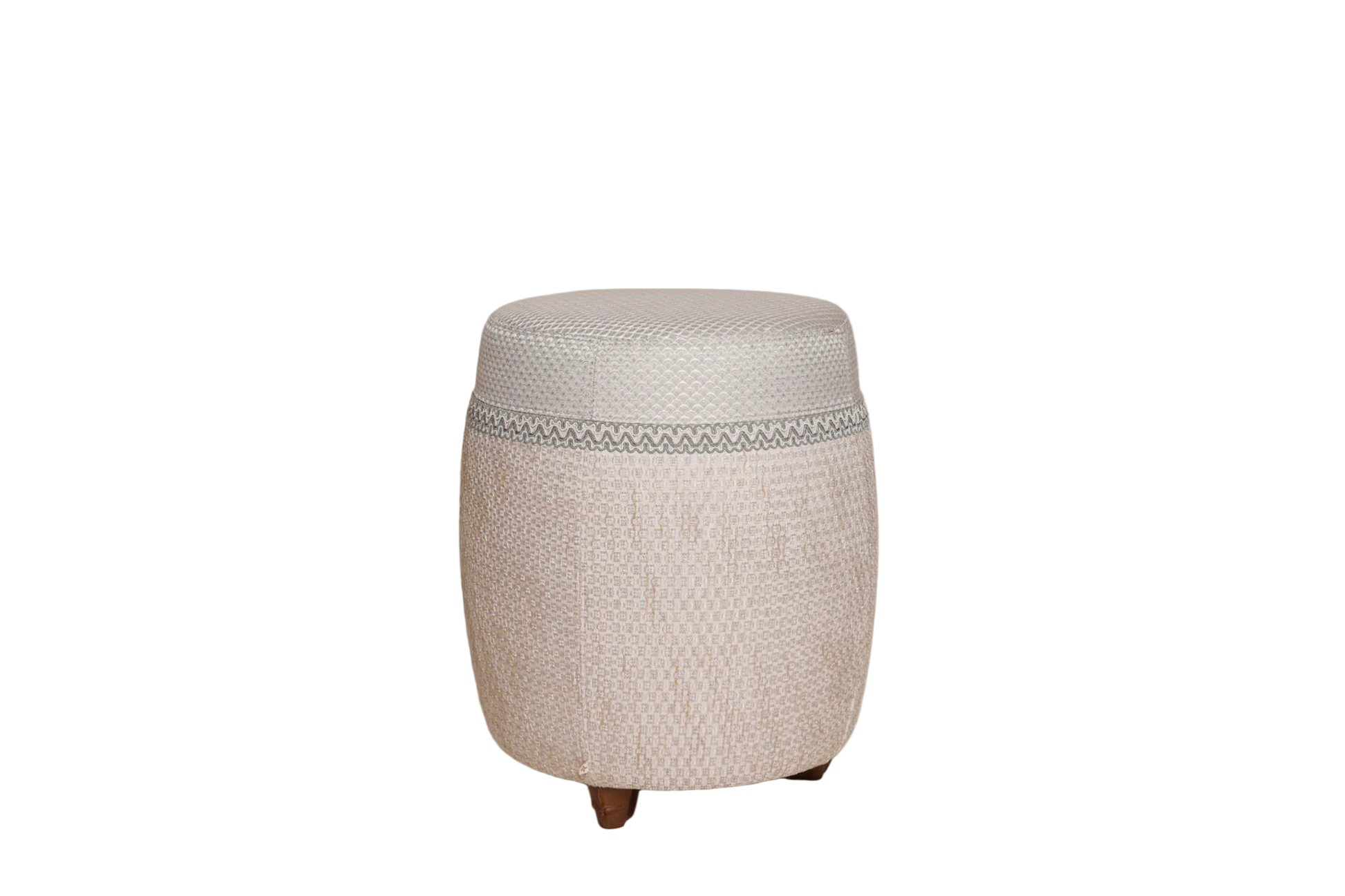 Luxe stoel poef met luxe stof wit blauw beige patroon