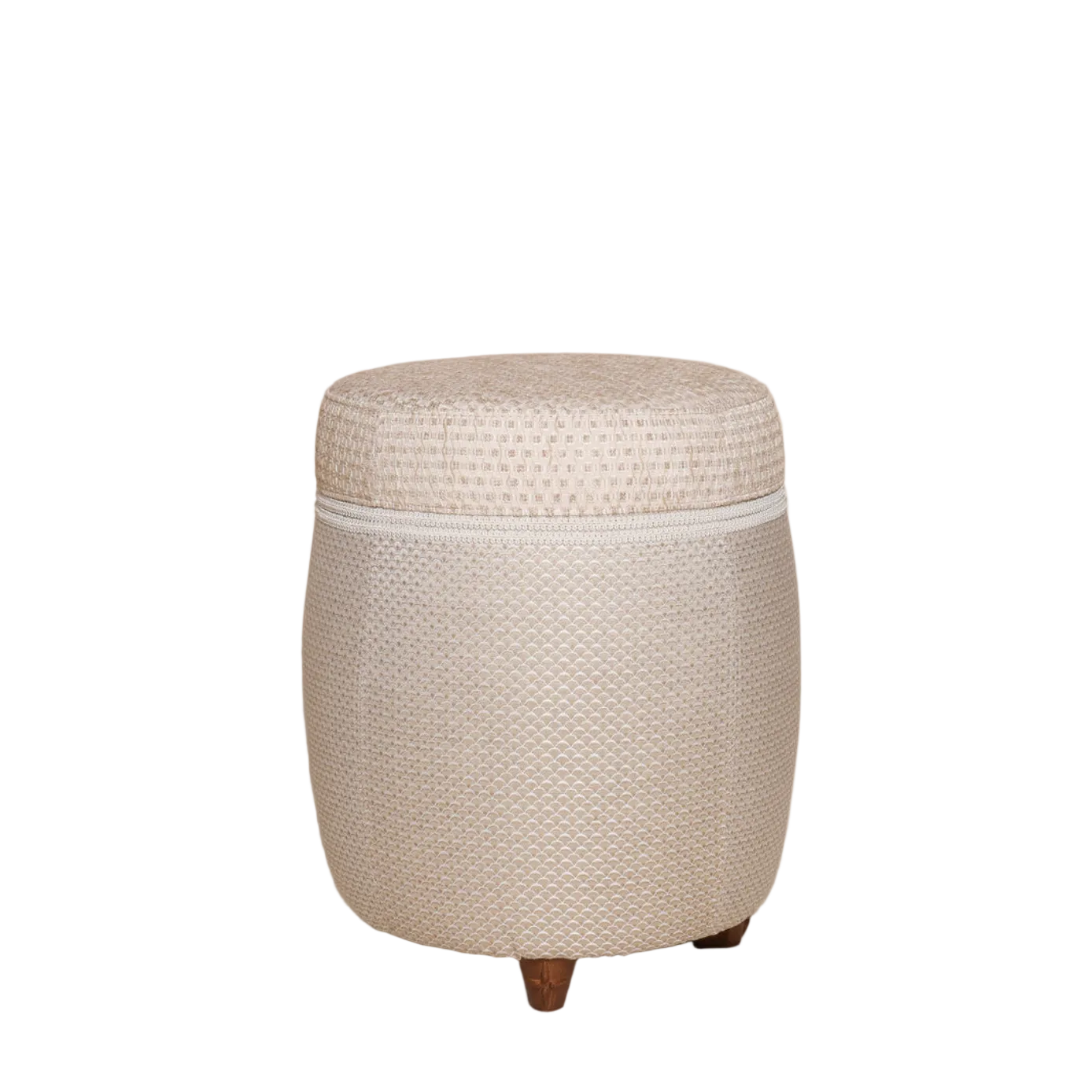 Luxe stoel poef met luxe stof wit goud patroon