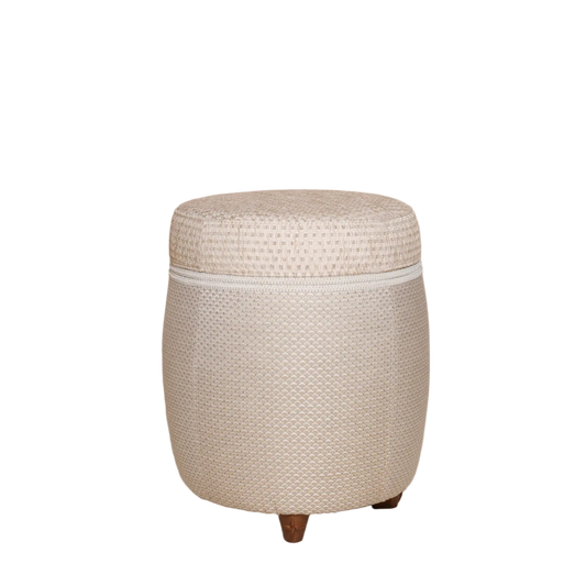 Luxe stoel poef met luxe stof wit goud patroon