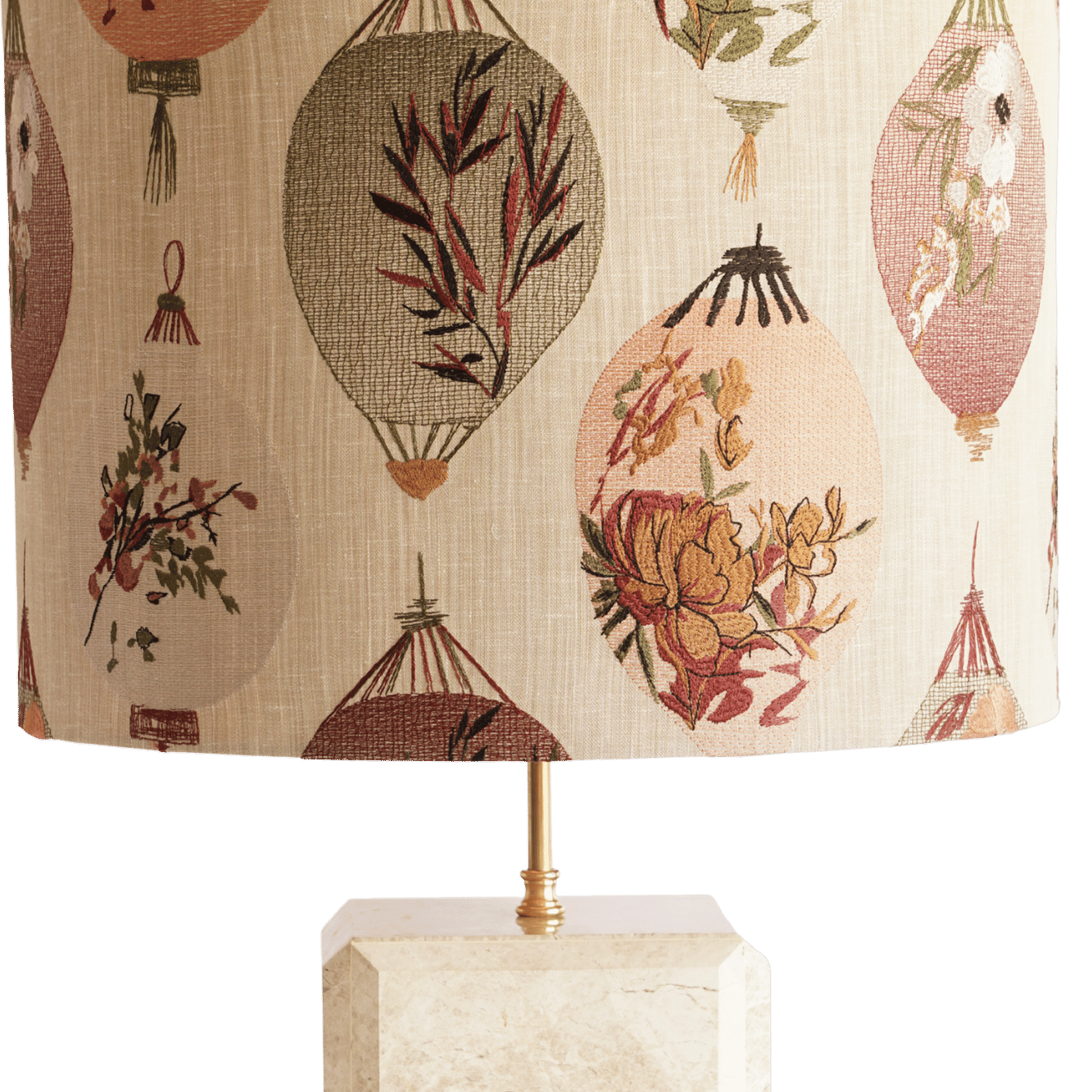 Luxe marmeren tafellamp beige emperador light luchtballon botanisch