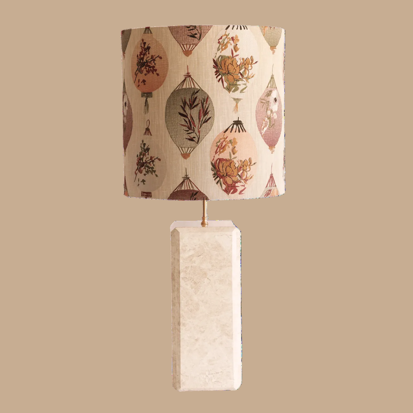 Luxe marmeren tafellamp beige emperador light luchtballon botanisch