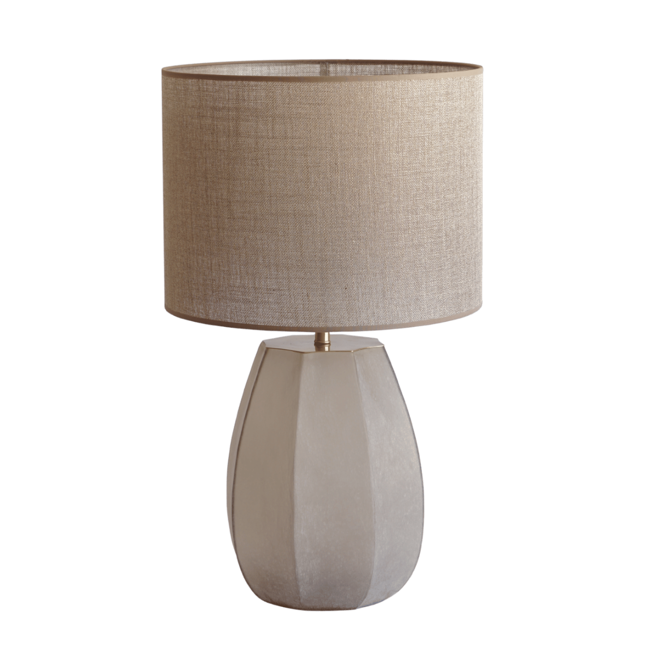 Luxe tafellamp beige linnen lampenkap