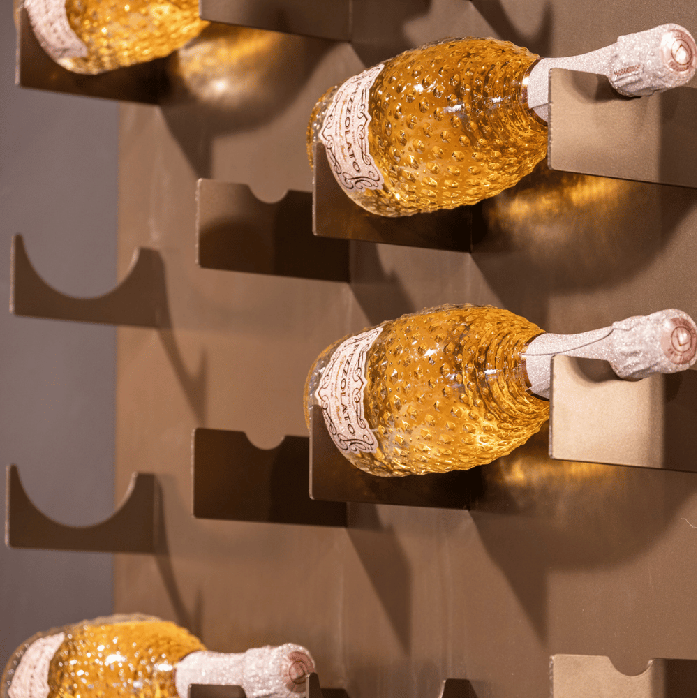 Luxe wijnrek hangend bruin metal brons